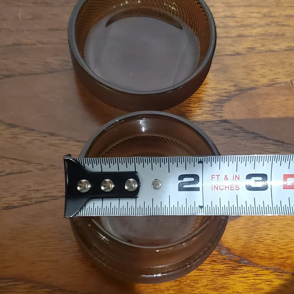 Orange/brown Glass Powder‎ cosmetic Box /Trinket Box w/Lid Vanity